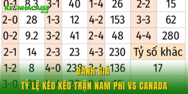 Đánh giá tỷ lệ kèo kèo trận Nam Phi vs Canada